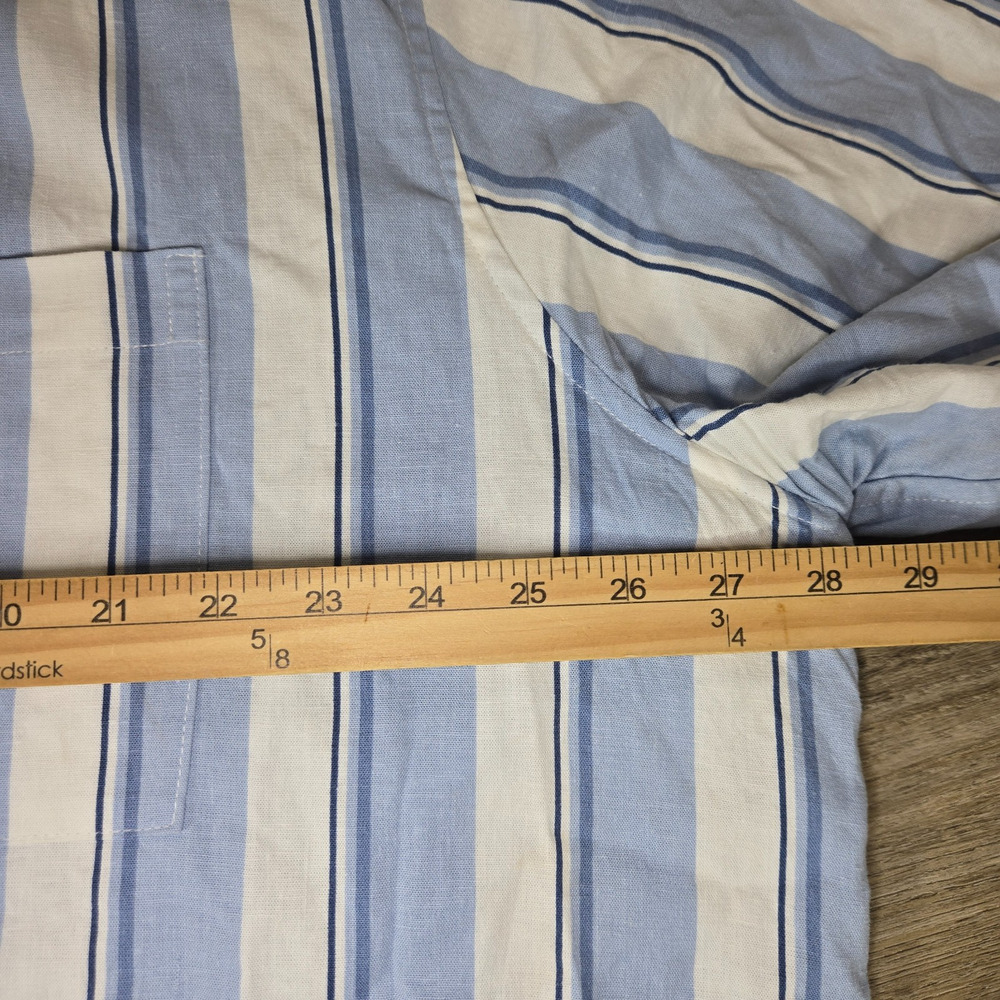 Gap Linen Camp Shirt Mens 2XL Blue Stripe Button Up Short Sleeve Casual XXL - Picture 6 of 9